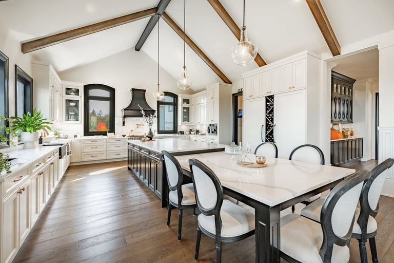 Luxury modern farmhouse kitchen with custom cabinetry