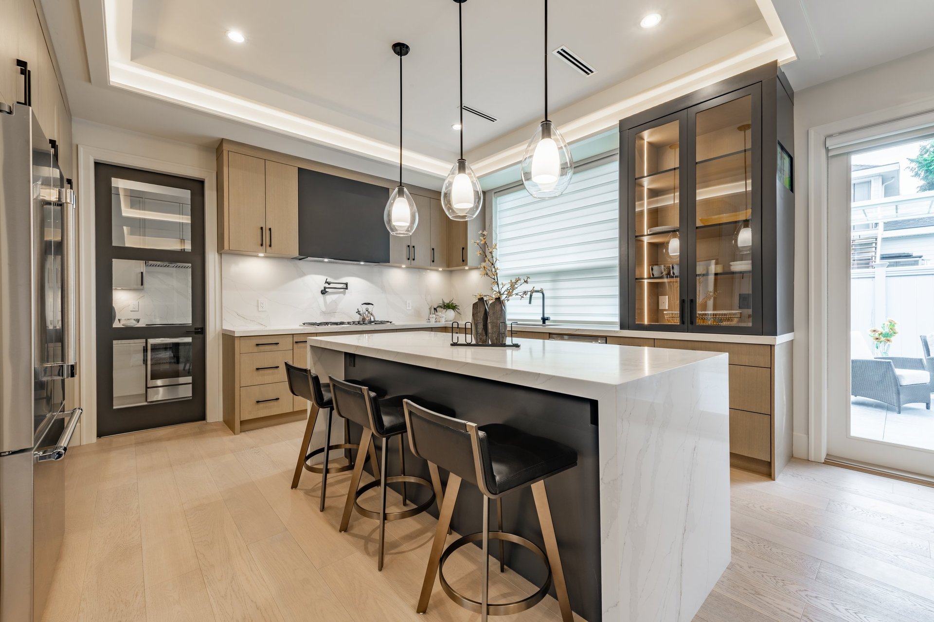 Elegant kitchen interior with custom wooden cabinets