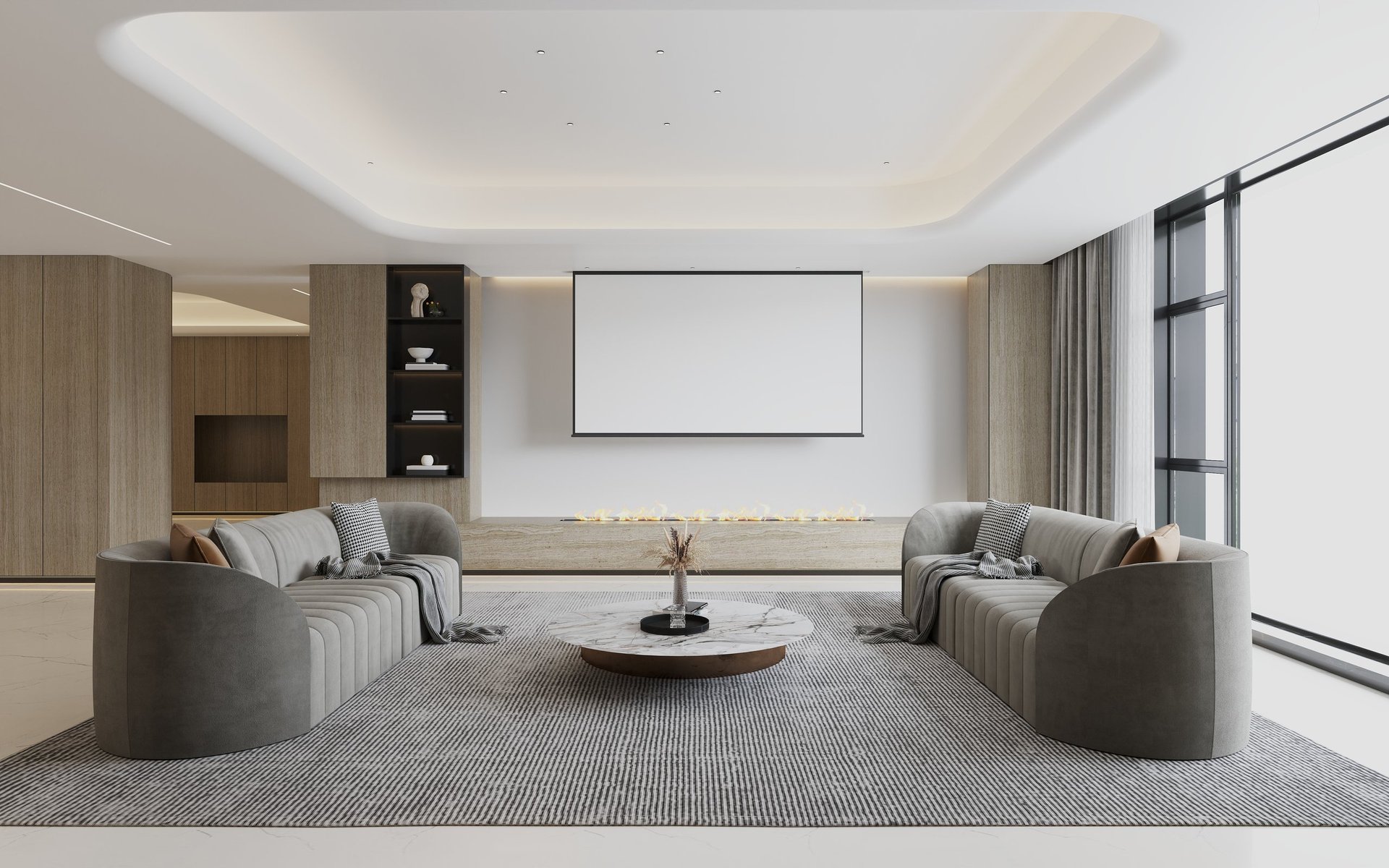 Custom built-in entertainment center and cabinets